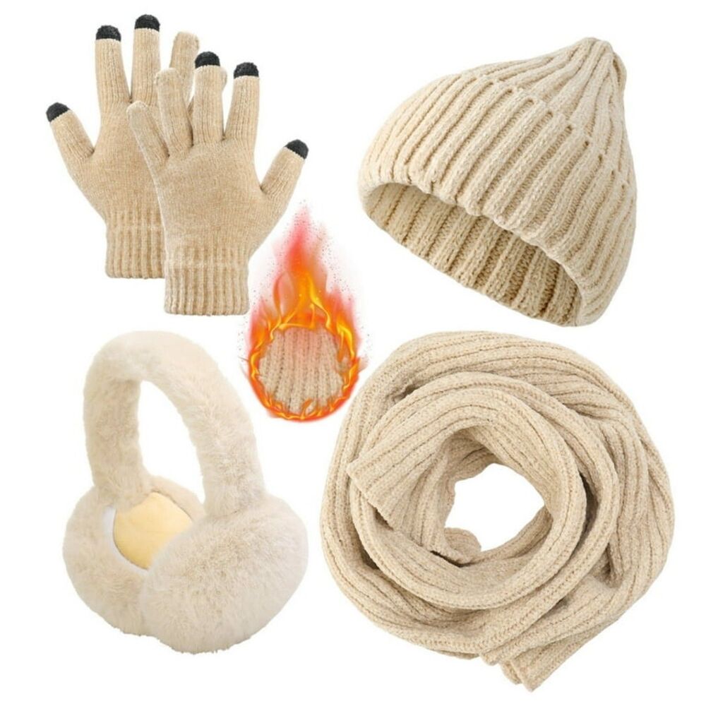 Winter Hat, Scarf, Gloves, Earmuffs Set